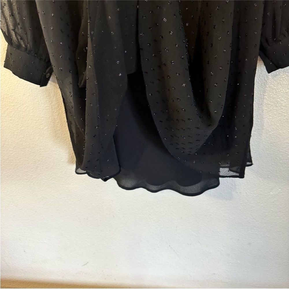 All Saints Black Sheer Polka Dot Sparkle Long Sleeve Dress - Picture 13 of 16